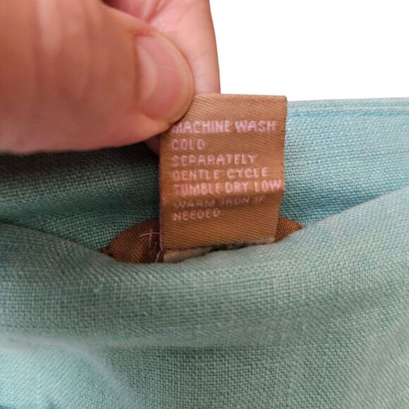 Twenty-One 100% Linen Aqua Blue Pleated Skirt SZ LG - Picture 10 of 10